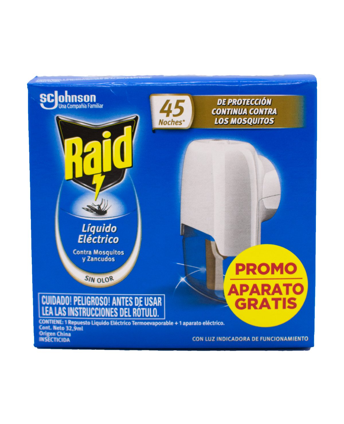 Aparato para Mosquitos Raid Eléctrico + Repuesto Liquido 45 Noches